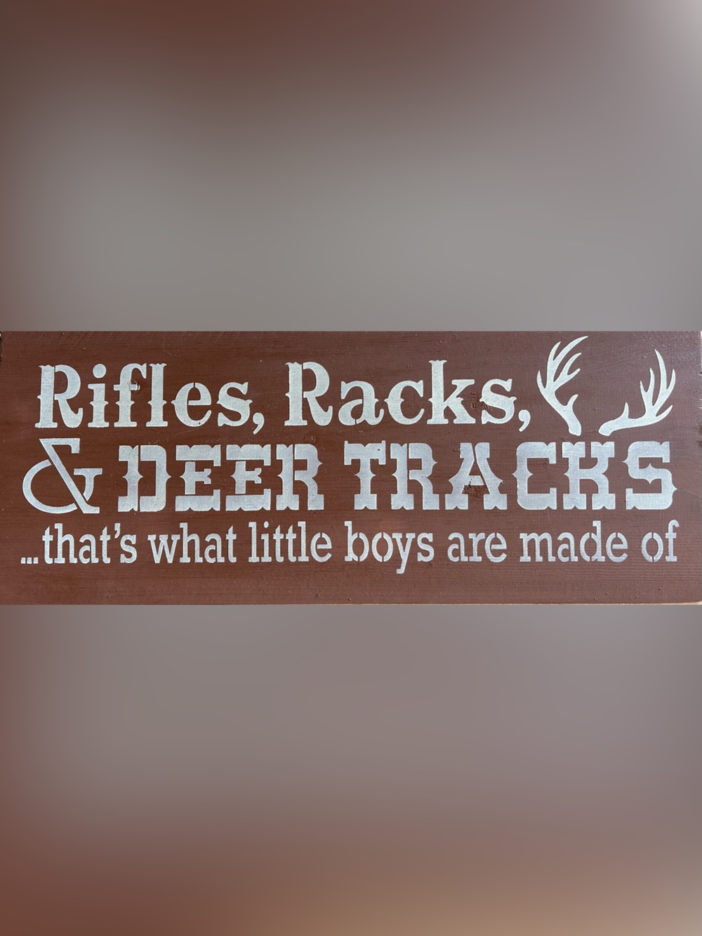 Rifles, Racks & Deer Tracks Rustic Brown Wall Sign